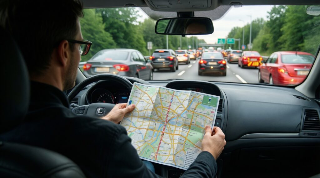 Ситуация на дорогах: пробки, перекрытия, аварийно-опасные участки и прогноз на вечер - иллюстрация