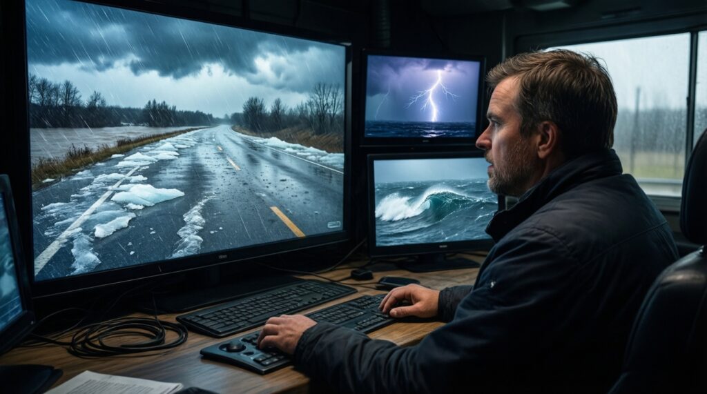 Погода и природные риски: гололёд, паводки, штормовые предупреждения, пожароопасность - иллюстрация